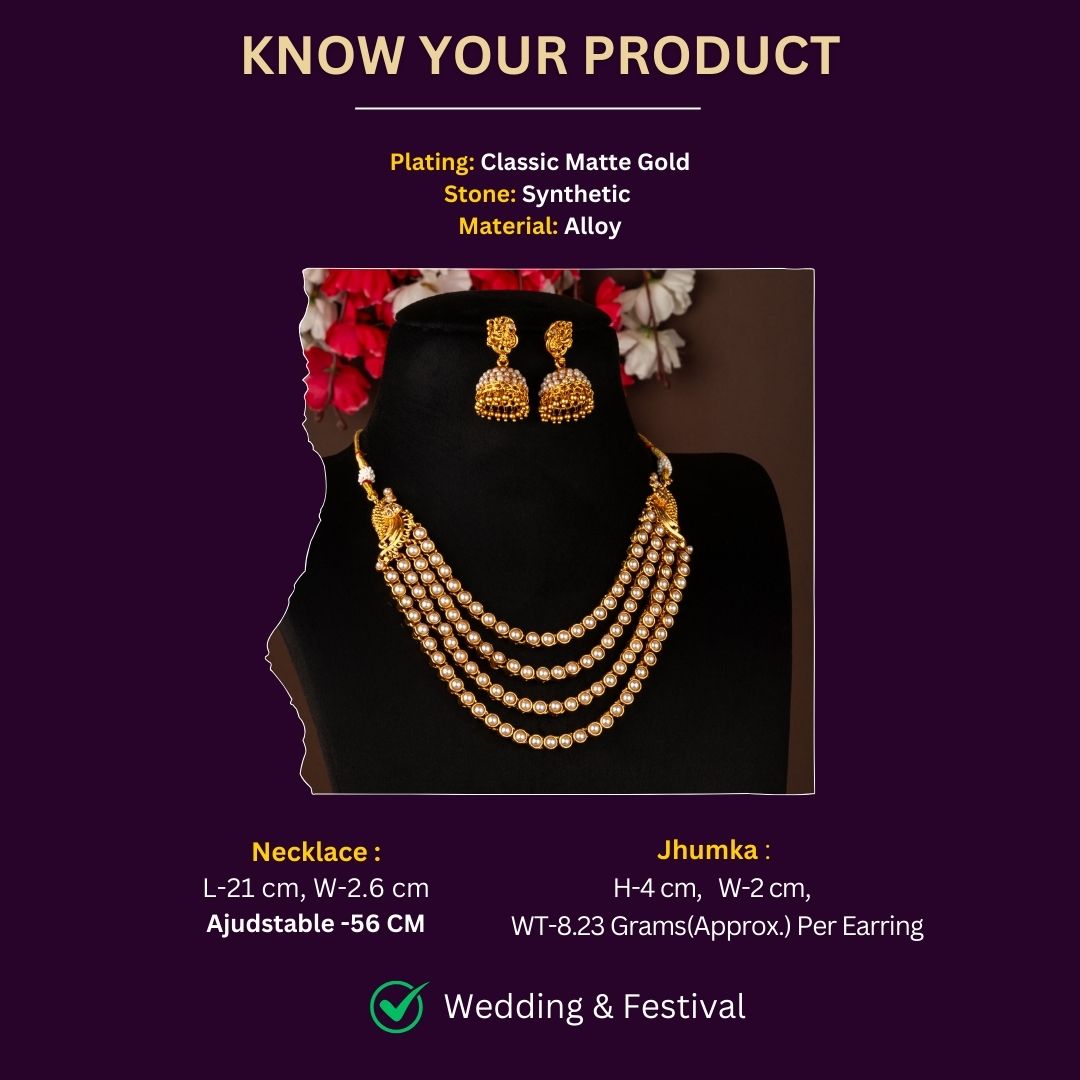 Classic Matte Gold Plated Jewellery Sets Measurement Image - Sasitrends