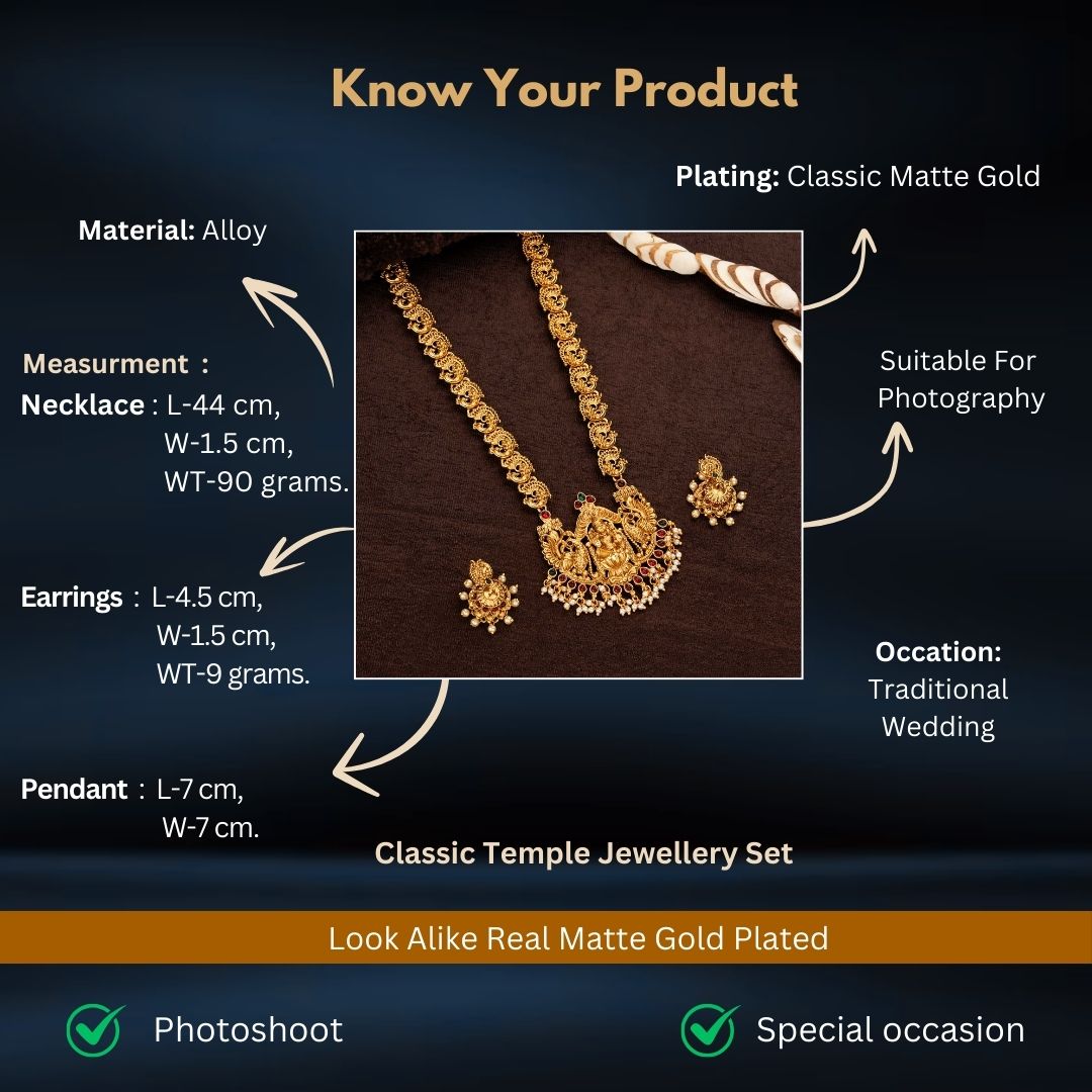 Classic Matte Gold Plated Jewellery Sets Measurement Image - Sasitrends