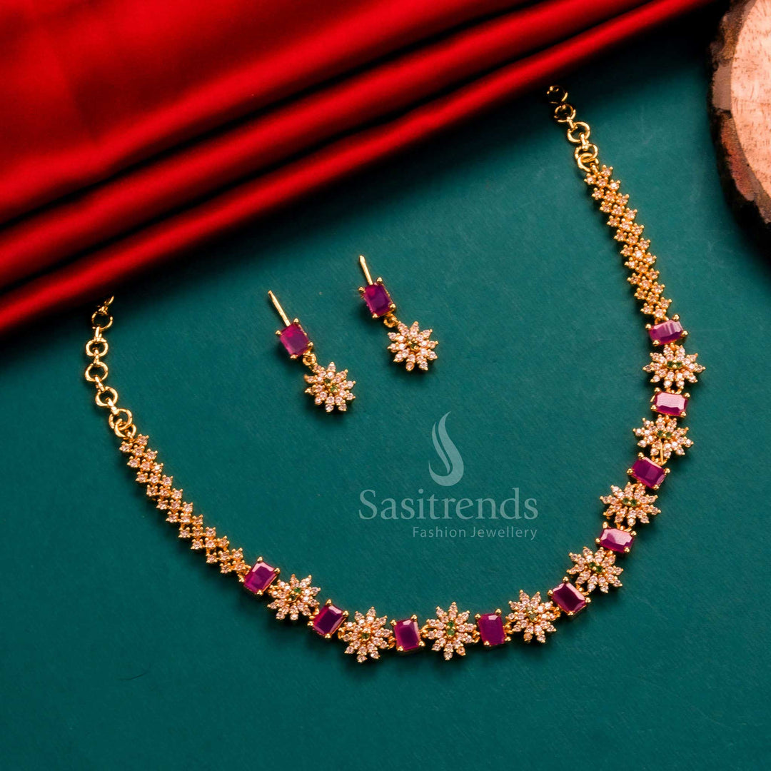 1 Year Guaranteed Micro Gold Plated Necklace Jewellery Set - Sasitrends