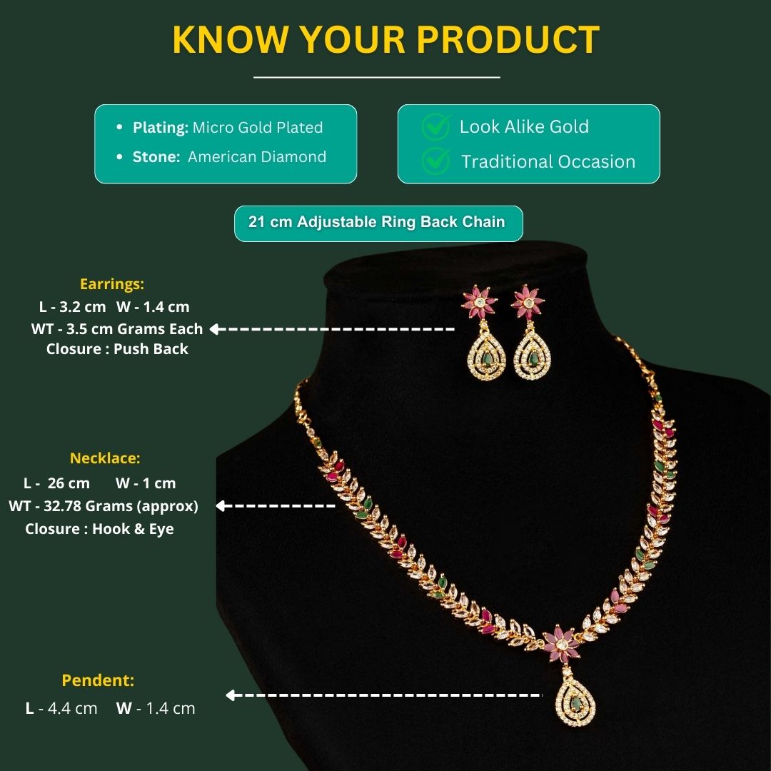 Micro Gold Plated Jewellery Set Measurement Image - Sasitrends