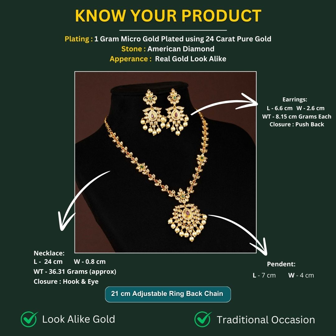 Micro Gold Plated Jewellery Set Measurement Image - Sasitrends