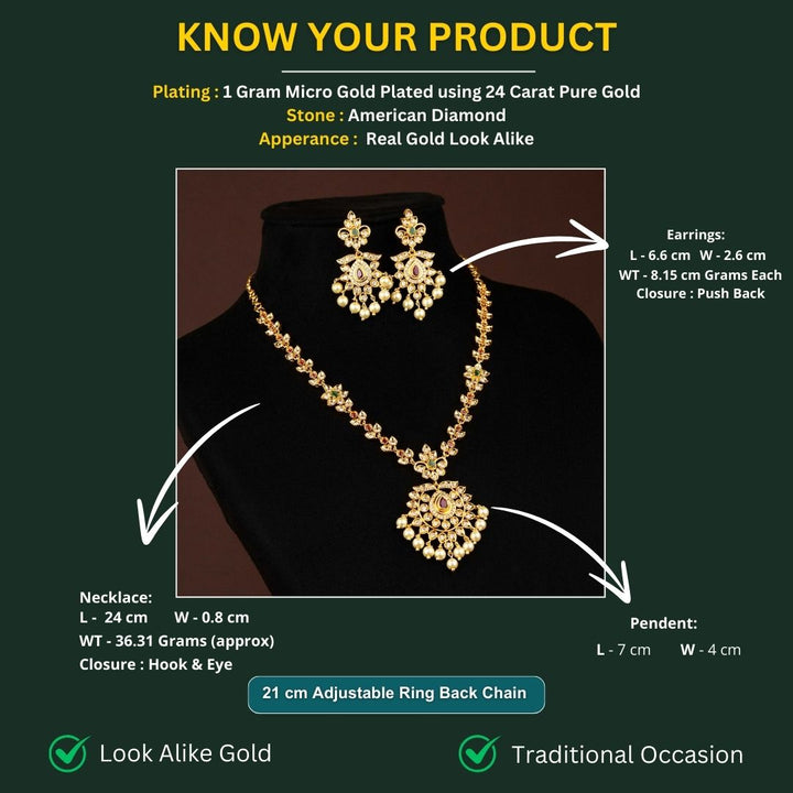 Micro Gold Plated Jewellery Set Measurement Image - Sasitrends