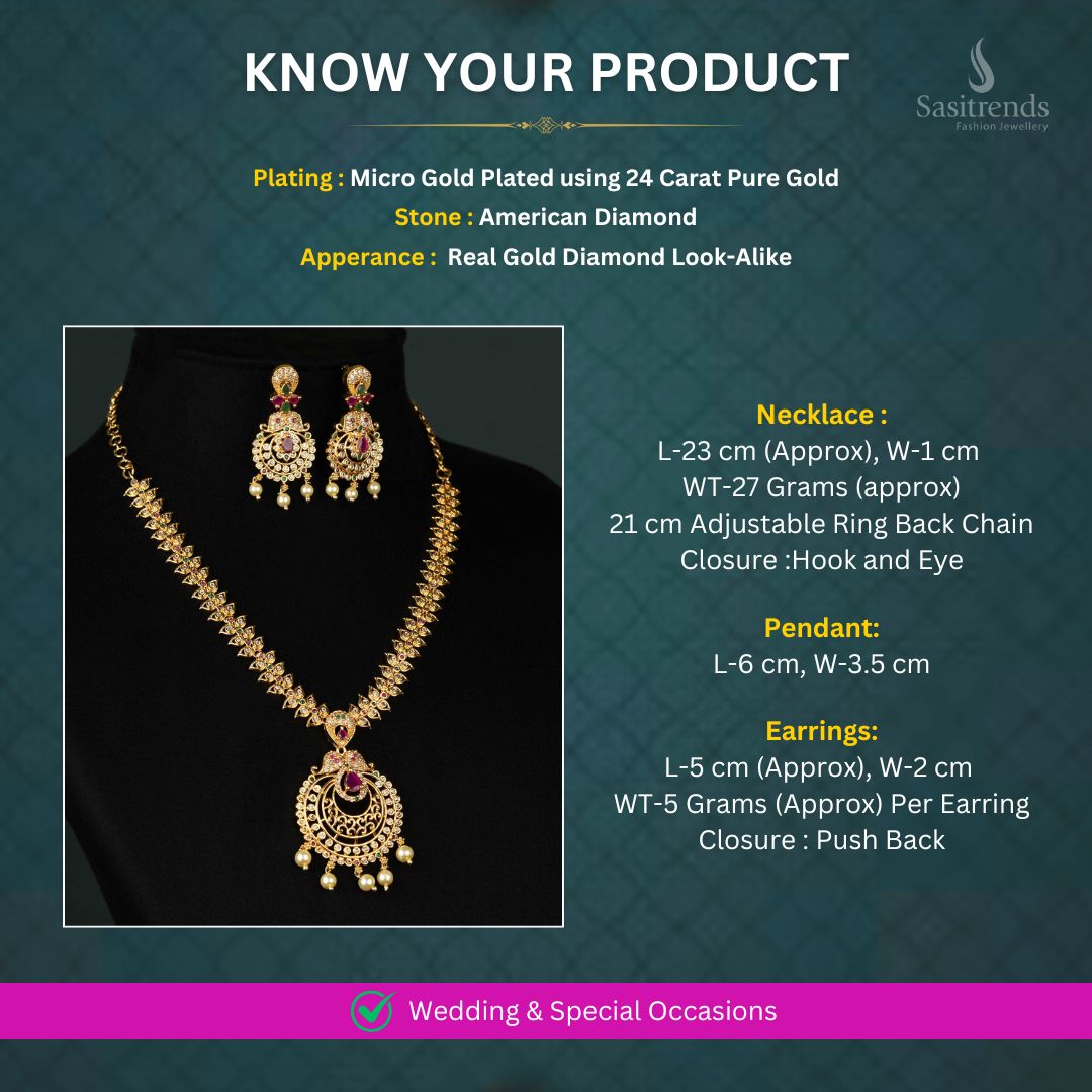 Micro Gold Plated AD Necklace Jewellery Set Measurement image - Sasitrends
3:17
l