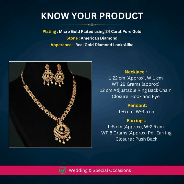 Micro Gold plated Necklace Jewellery Set Measurement Image - Sasitrends
