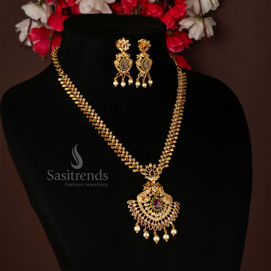 South Indian Guaranteed Peacock Designer Jewellery Set - Sasitrends