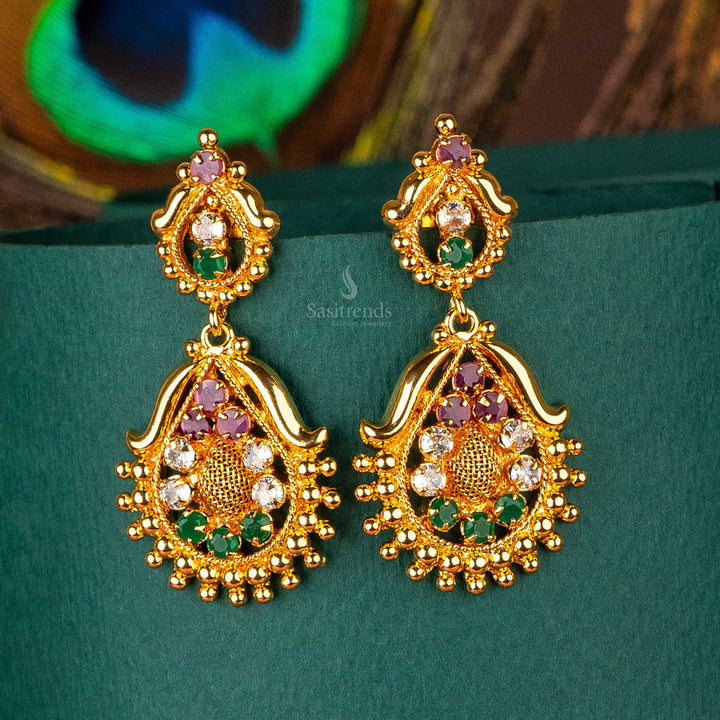 Sasitrends - Traditional Micro Gold Plated Special Occasion Wear Earrings