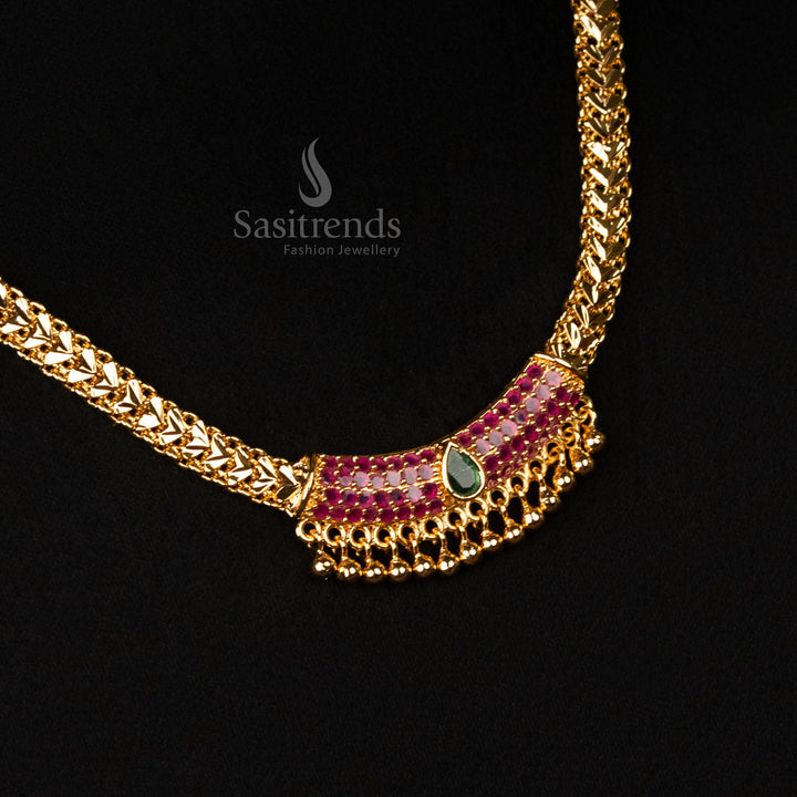 Traditional Festive Wear Necklace with U Pendant – Micro Gold Plated