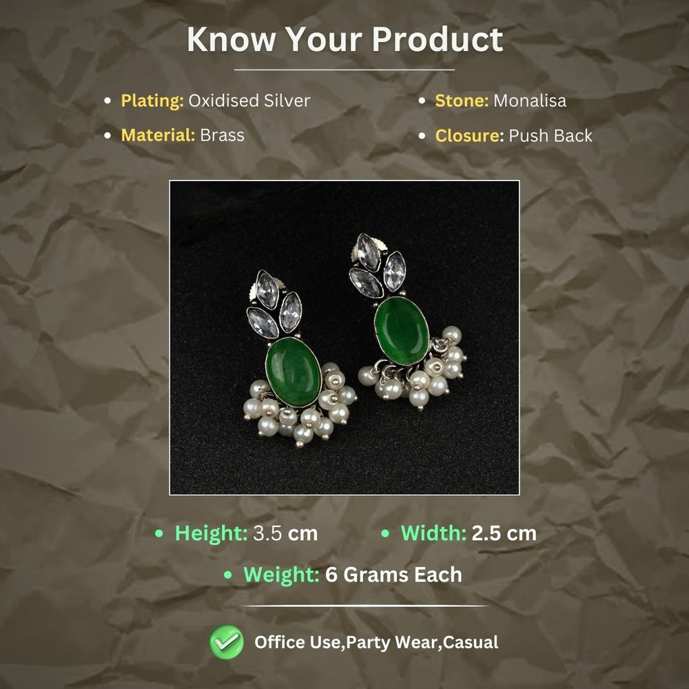 Oxidised Silver Earrings Measurement Image - Sasitrends