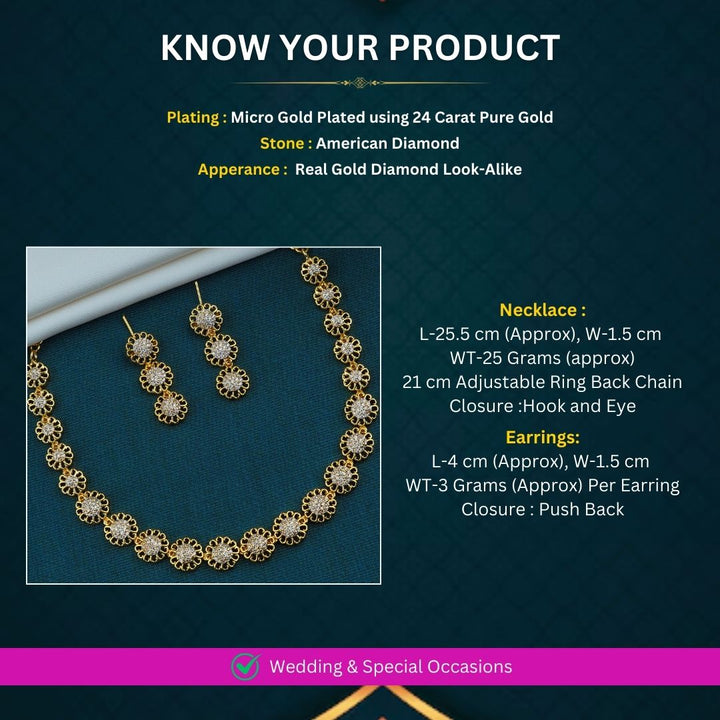 Micro Gold Plated Necklace Jewellery Set Measurement Image - Sasitrends