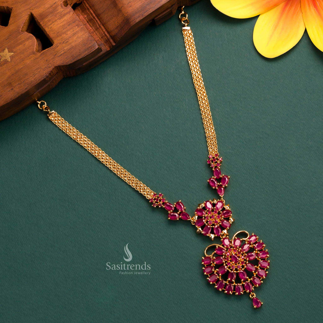 Gorgeous Flower Pendant Necklace Set - Perfect for Traditional Occasions - Sasitrends