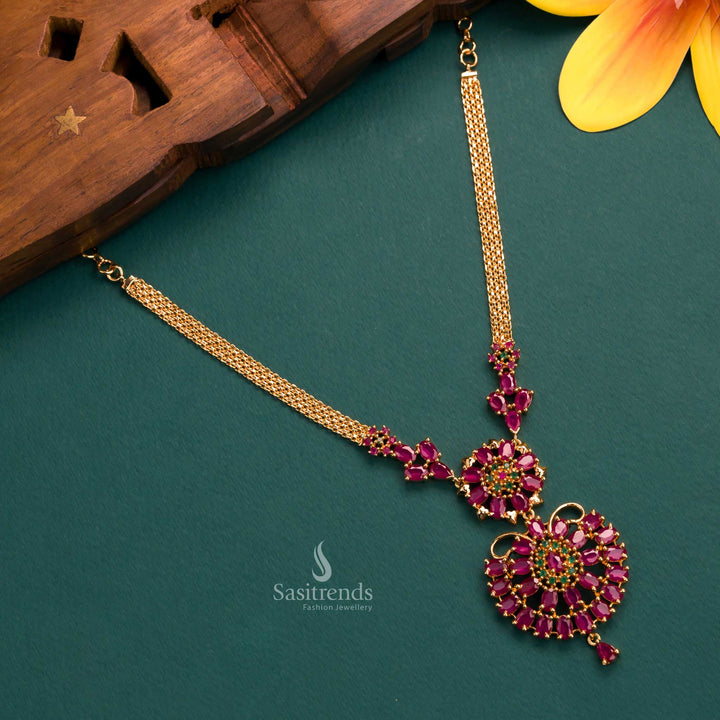Attractive Flower Pendant Necklace Set - Perfect for Traditional Occasions - Sasitrends