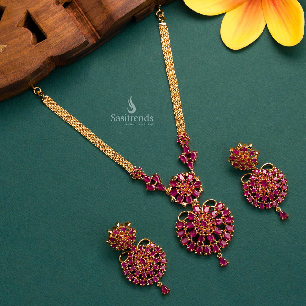 Guaranteed Flower Pendant Necklace Set - Perfect for Traditional Occasions - Sasitrends