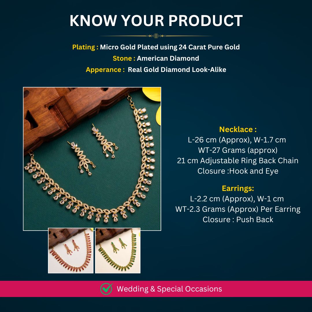 Micro Gold plated Necklace Jewellery Set Measurement Image - Sasitrends