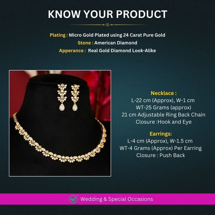 Micro Gold Plated Necklace Jewellery set Measurement Image - Sasitrendsset