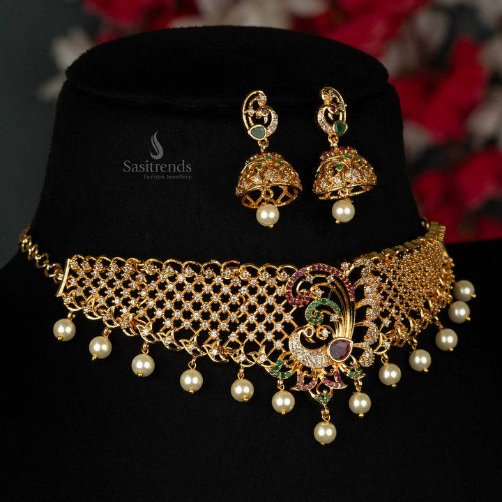 Designer American Diamond Choker Set for Weddings and Festivals