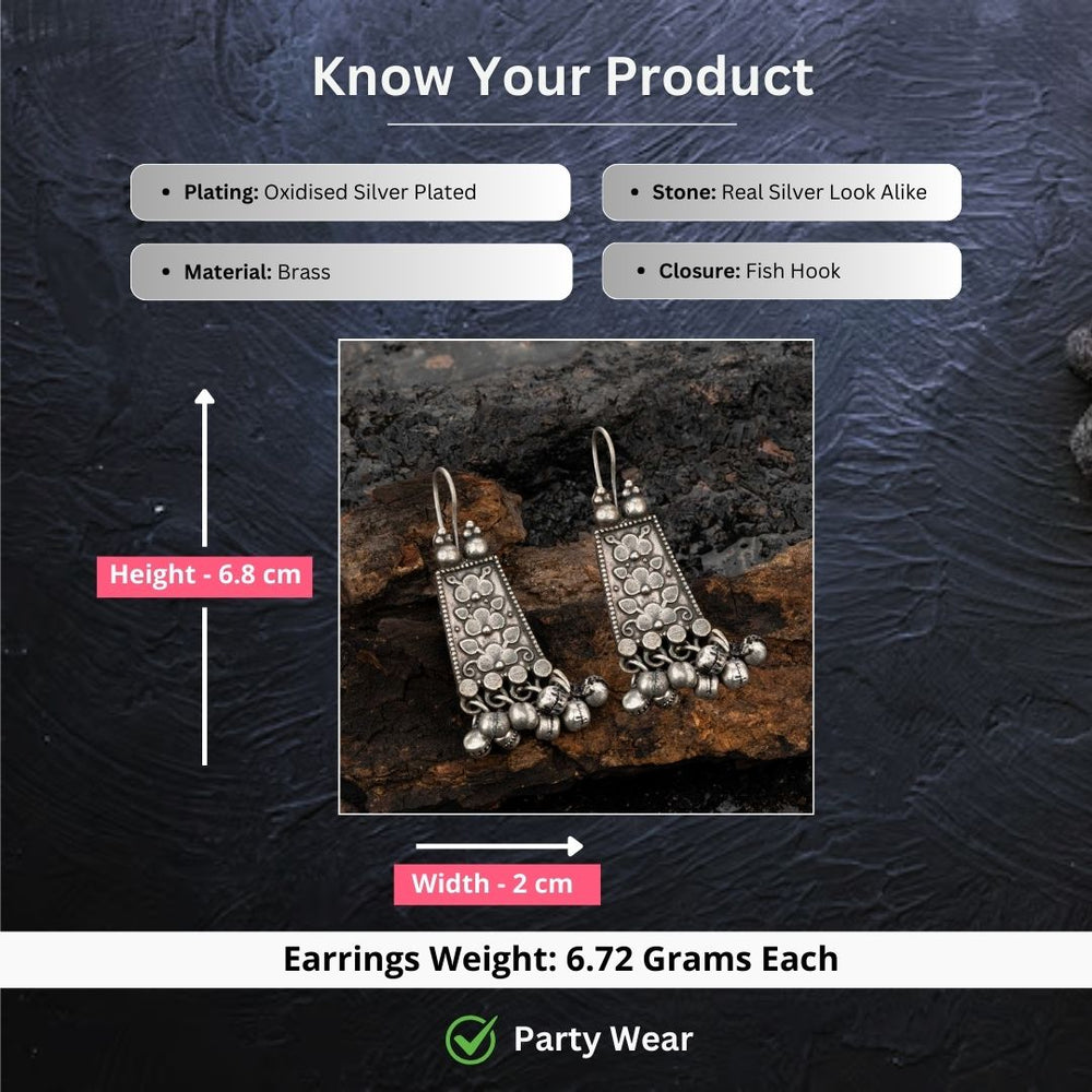 Oxidised Silver Earrings Measurement Image - Sasitrends