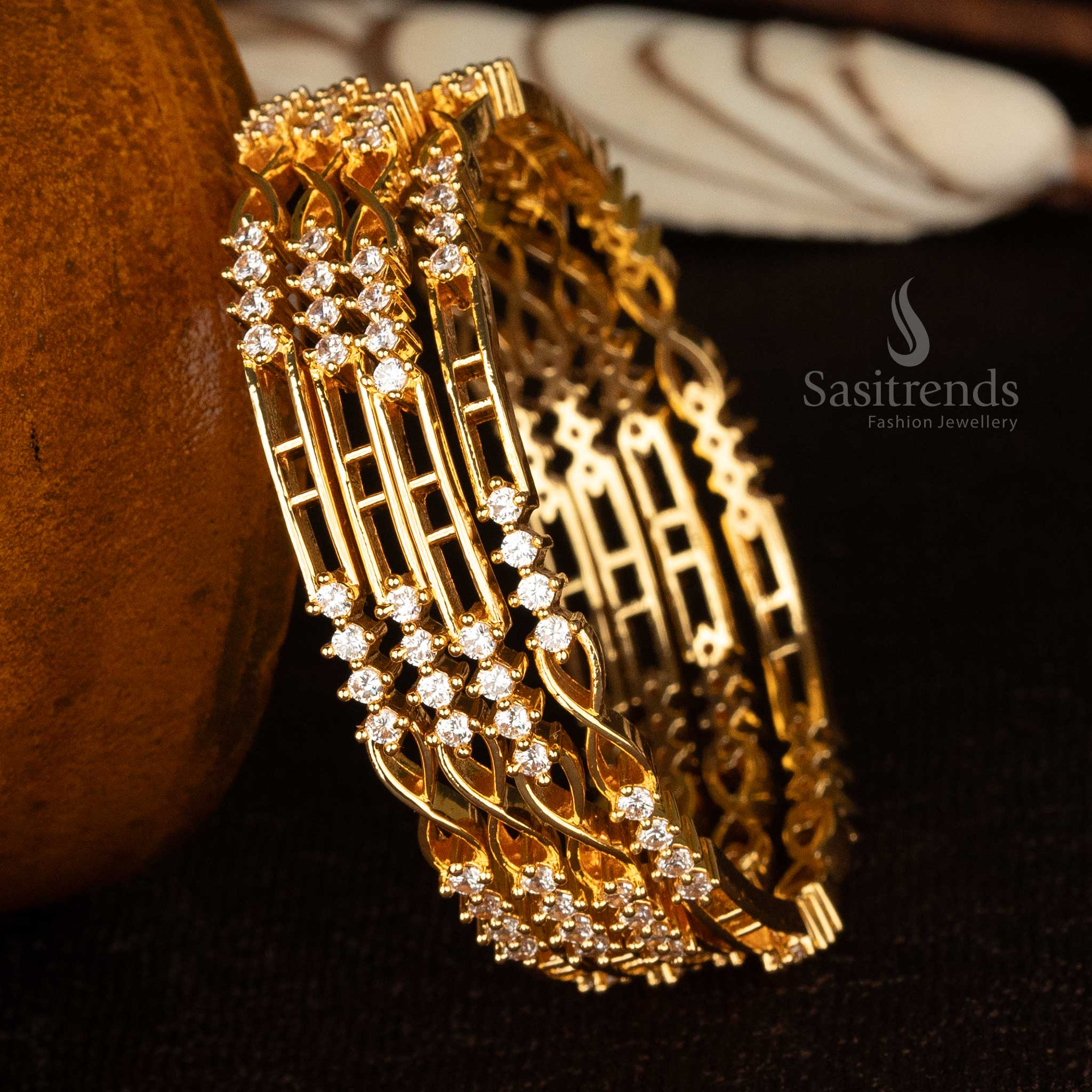 Set of American Diamond Bangles Micro Gold Plated – Sasitrends