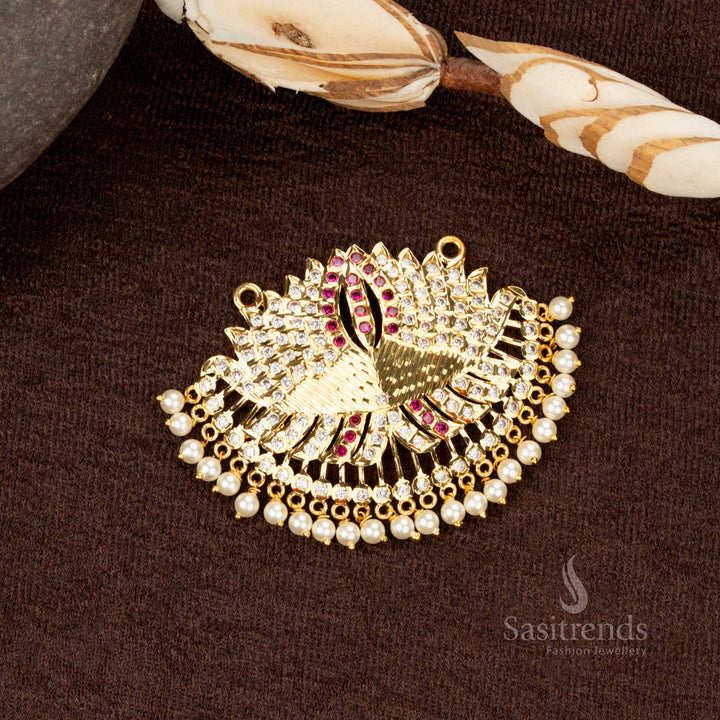 Premium Traditional Impon Addigai Micro Plated Lotus Pendant with Pearl Embellishments – Sasitrends