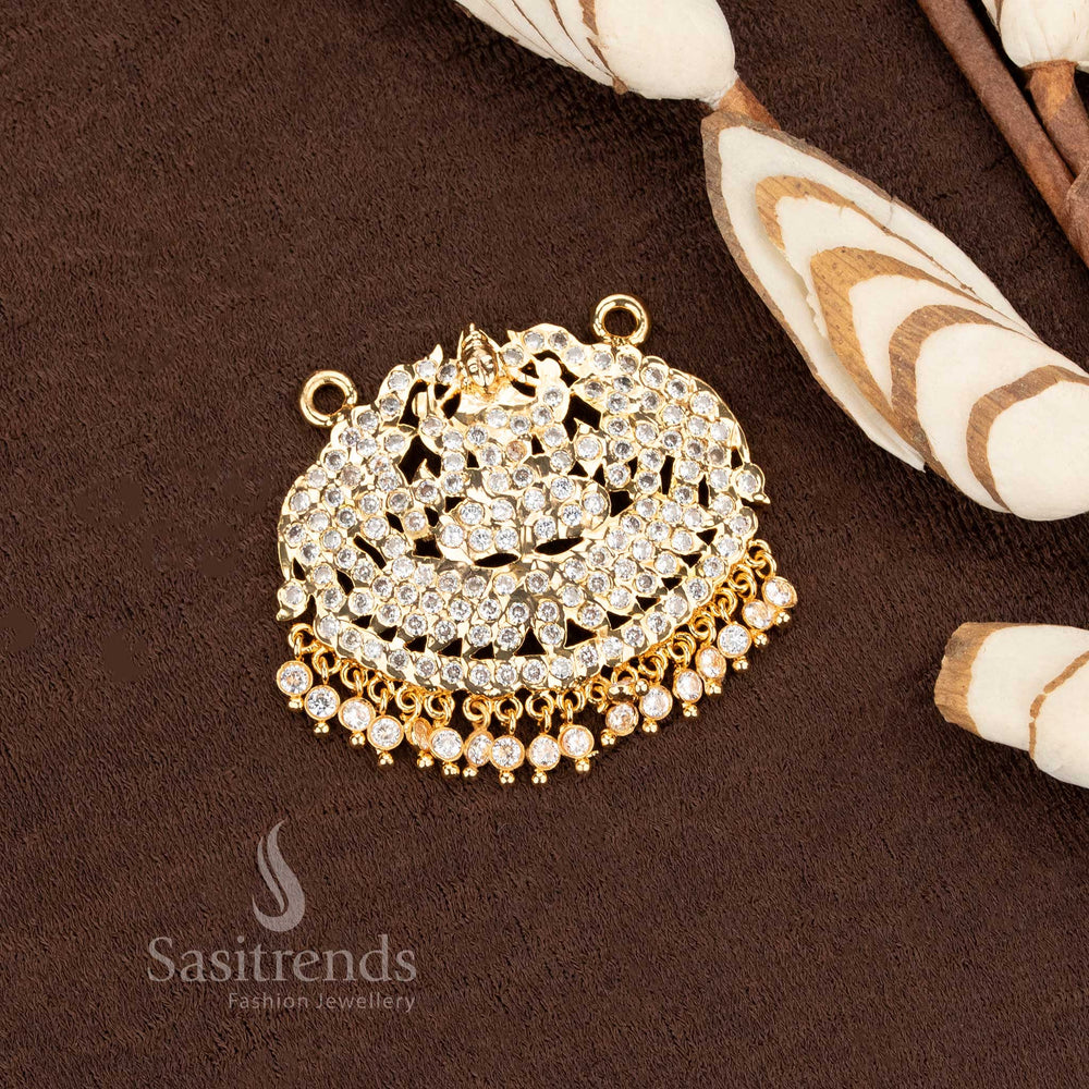 Traditional Semi-Circular Lakshmi Pendant – Micro Gold with Ornate Embellishments