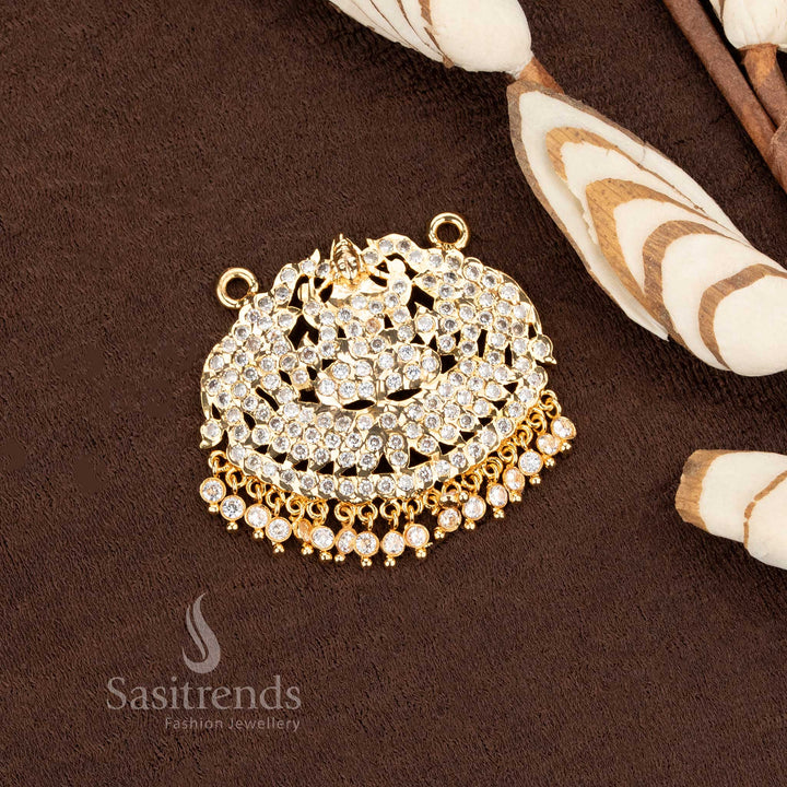 Traditional Semi-Circular Lakshmi Pendant – Micro Gold with Ornate Embellishments