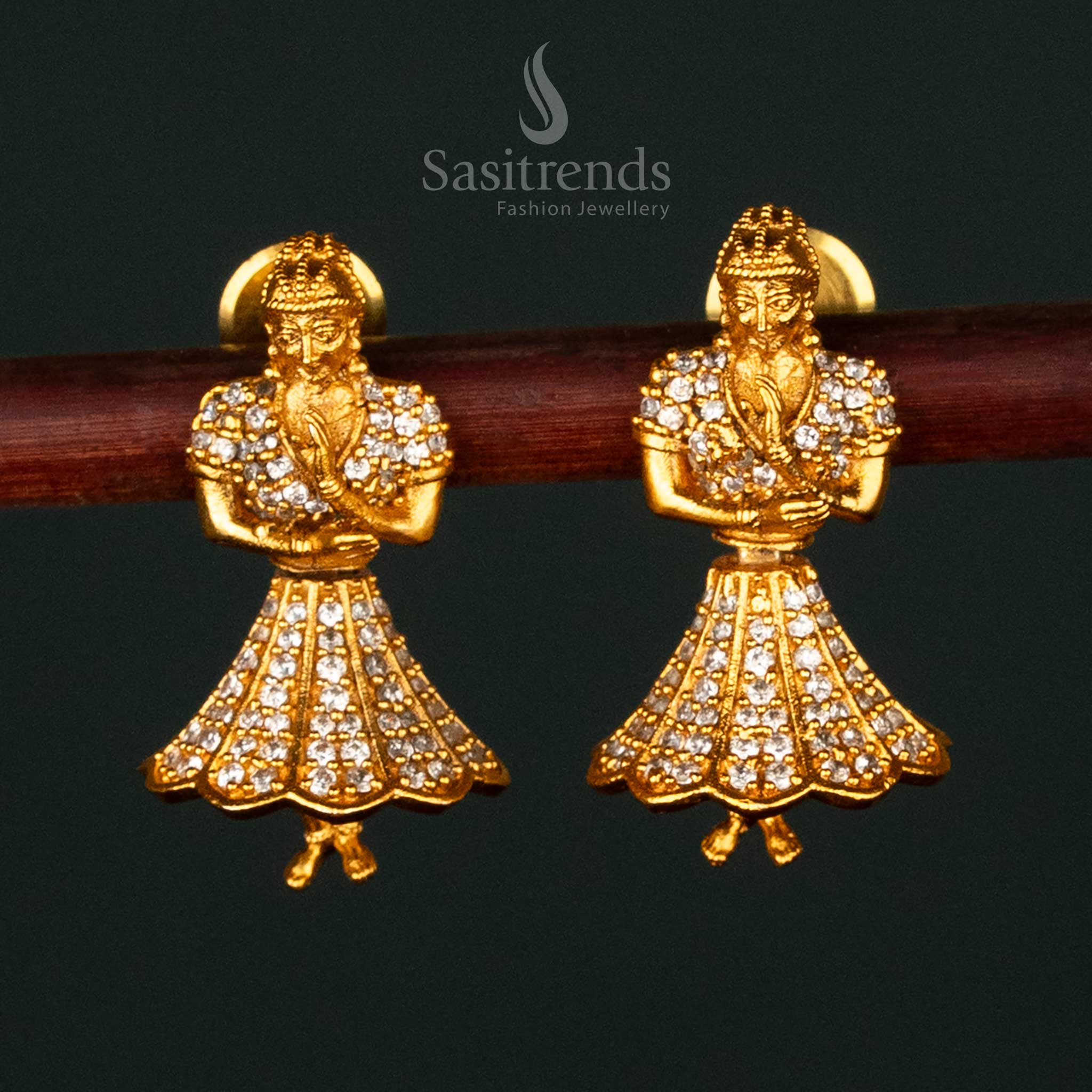 Premium Temple Matte Gold Plated Butta Bomma Earrings – Intricate  Traditional Design with Vibrant Stones for Festive Bridal Wear- Sasitrends