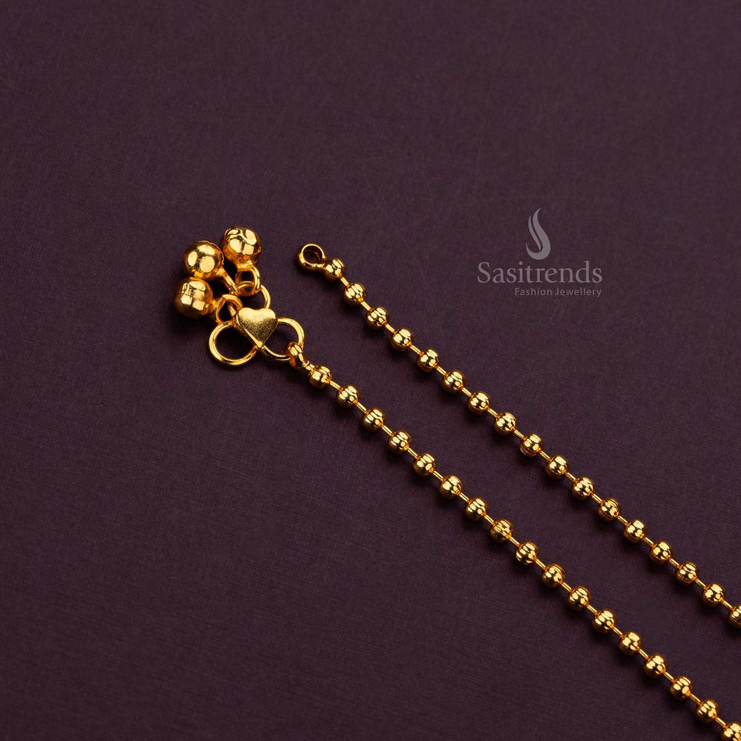 Micro gold plated payal Anklets with lifetime plating guarantee and intricate beads design - Sasitrends