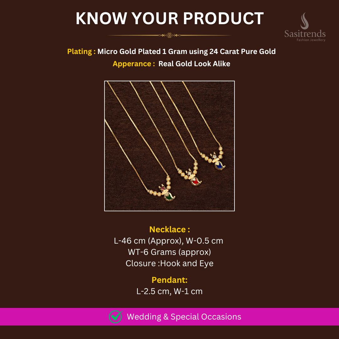 Micro Gold plated Palakka Mango necklace measurement image - Sasitrends
