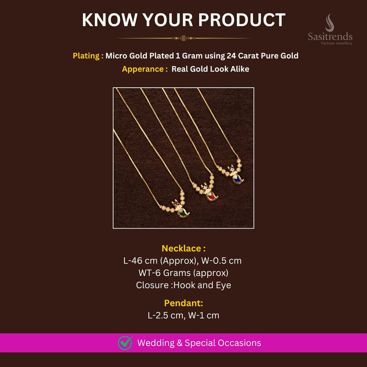 Micro Gold plated Palakka Mango necklace measurement image - Sasitrends