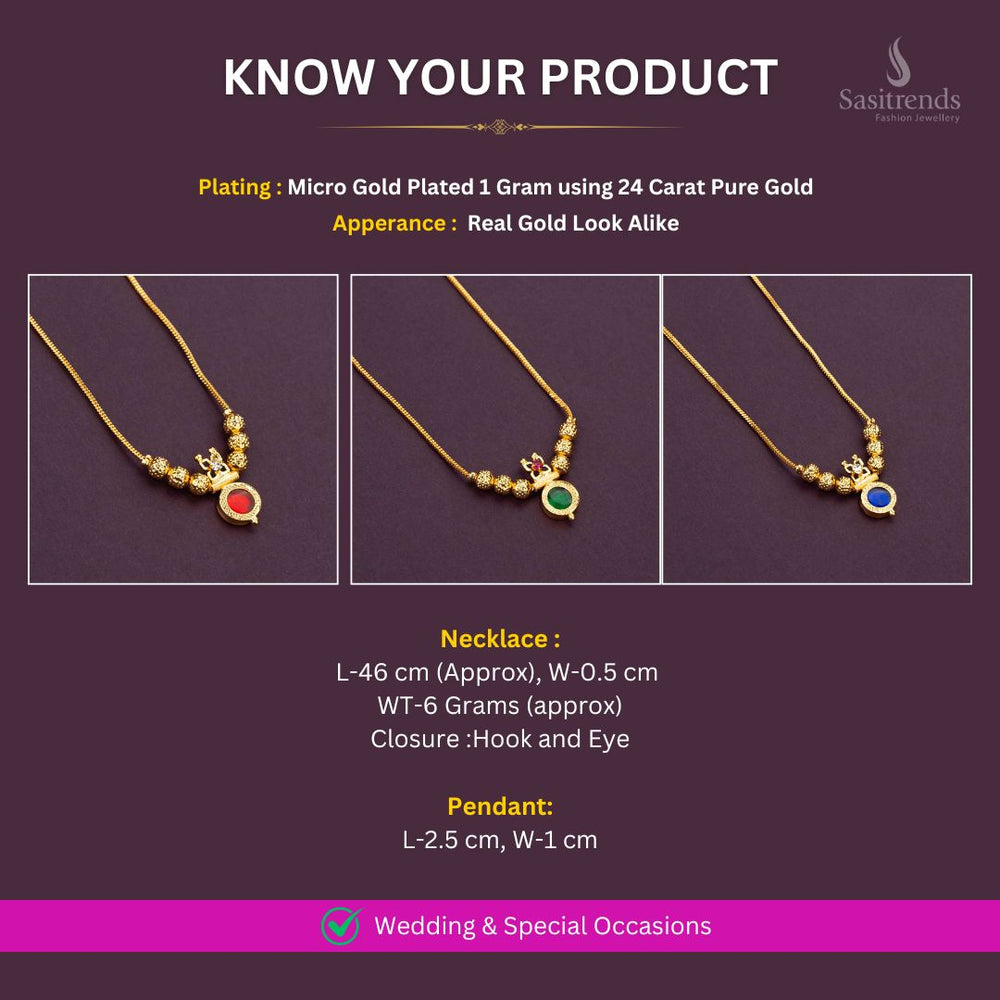 Micro Gold plated Palakka Round ball necklace measurement image - Sasitrends