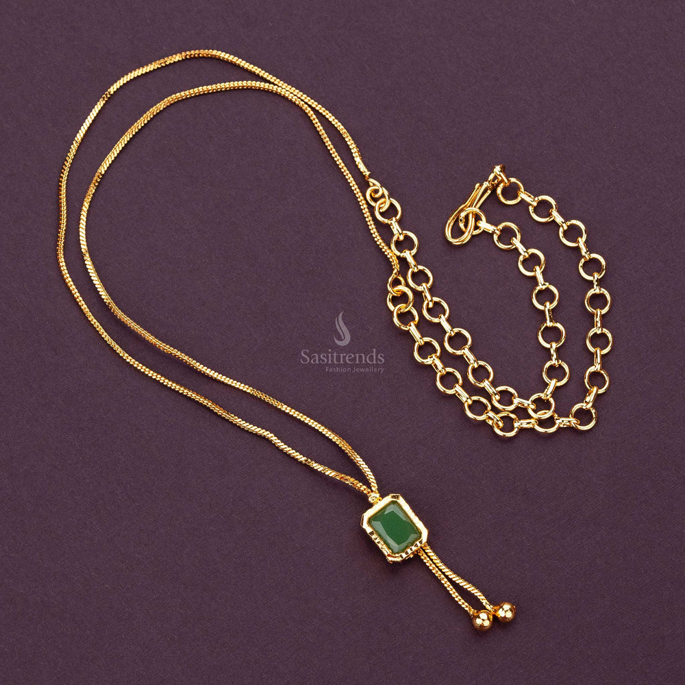 Traditional - One gram gold - green palakka stone necklace - Sasitrends