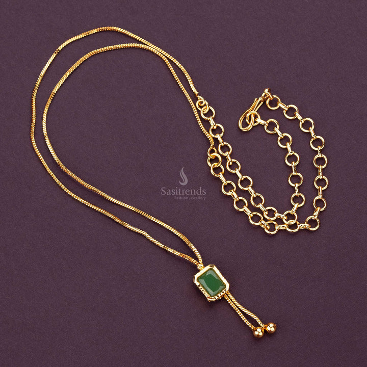 Traditional - One gram gold - green palakka stone necklace - Sasitrends