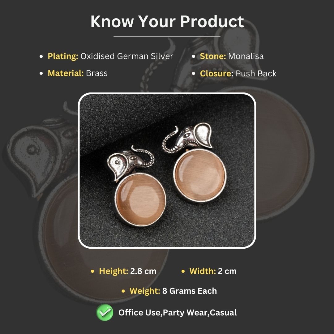 Oxidised Silver Earrings Measurement Image - Sasitrends