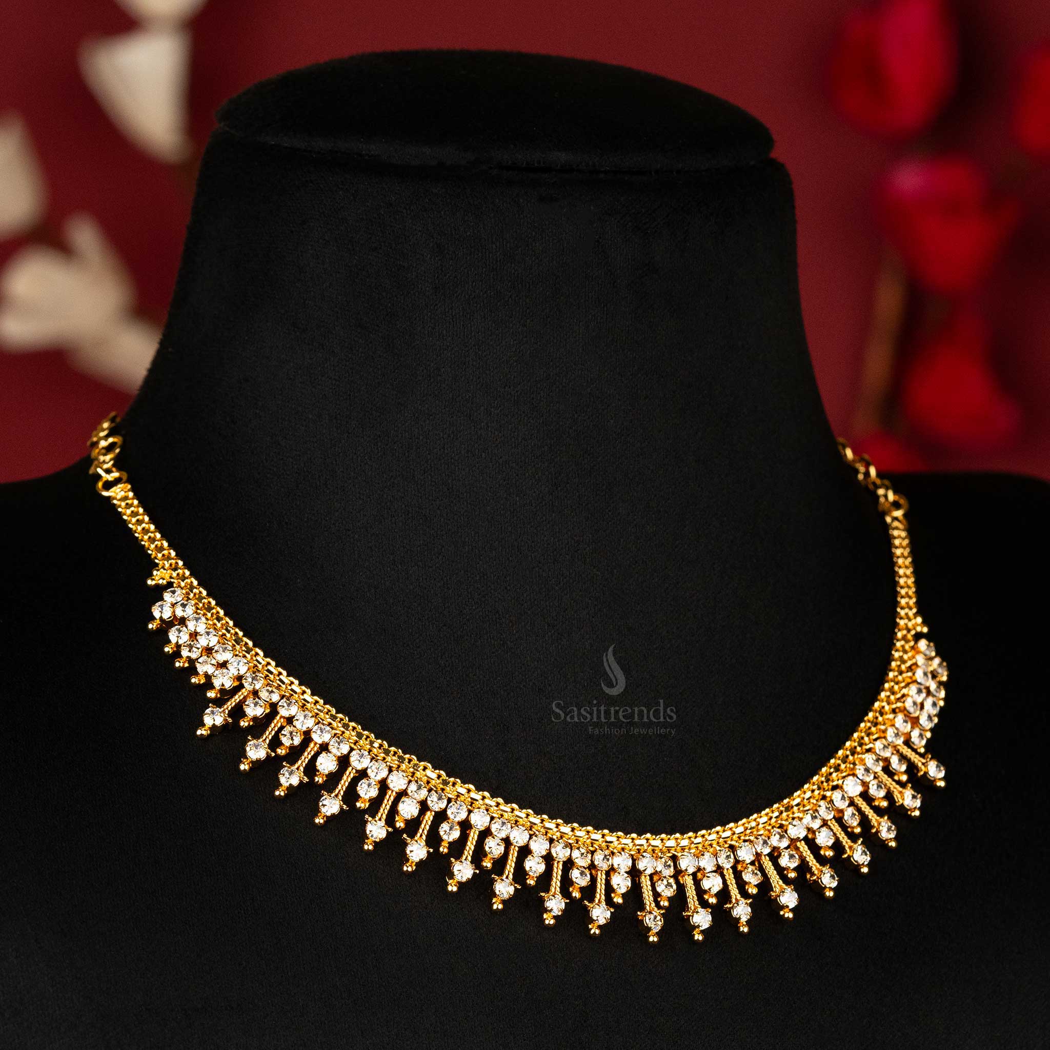 Gram Gold Plated Stone Necklace Designs In Gold With Price