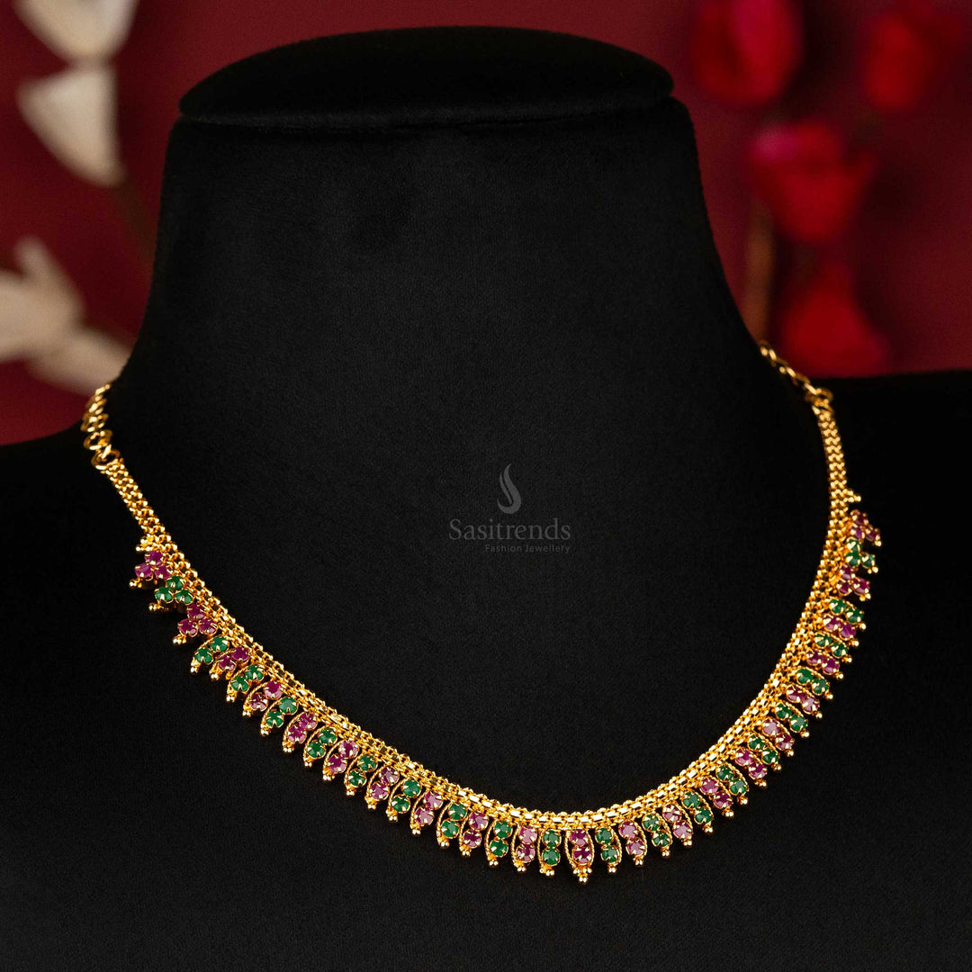 Traditional ruby-green stone necklace, one-year guaranteed Sasitrends