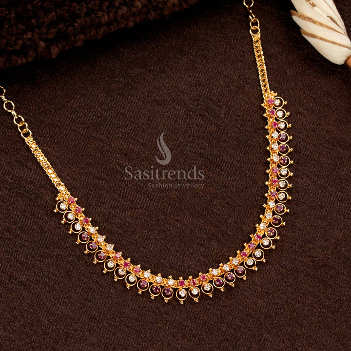 Classic One Gram Jewellery Layered Stone Necklace, High-Quality Craftsmanship – Sasitrends