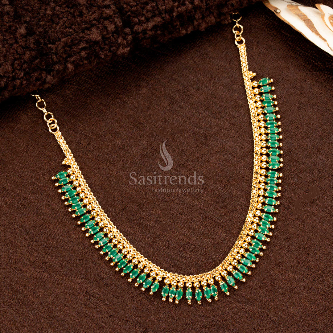24 Carat Pure Gold Plated One Gram Jewellery Necklace with Ball and Drop Design – Sasitrends