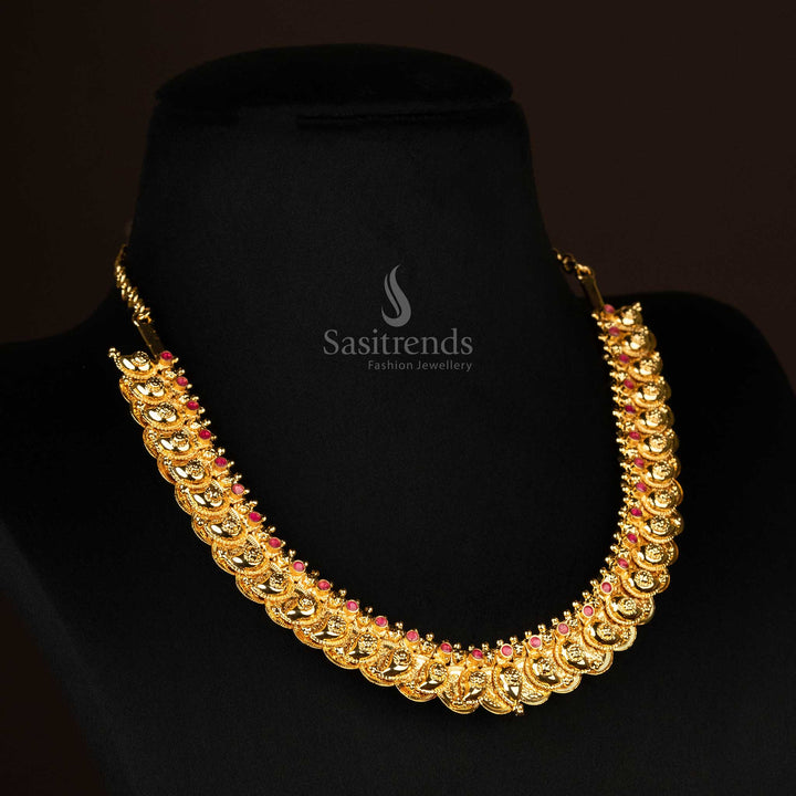 Guaranteed one gram micro gold plated lakshmi coin mango short necklace - Sasitrends