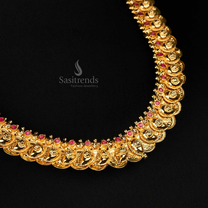 Guaranteed one gram micro gold plated lakshmi coin mango short necklace - Sasitrends