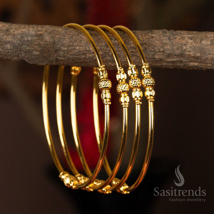 Buy New Arrival: Beaded Brilliance Kada Micro Gold Plated Bangles Set - Sasitrends