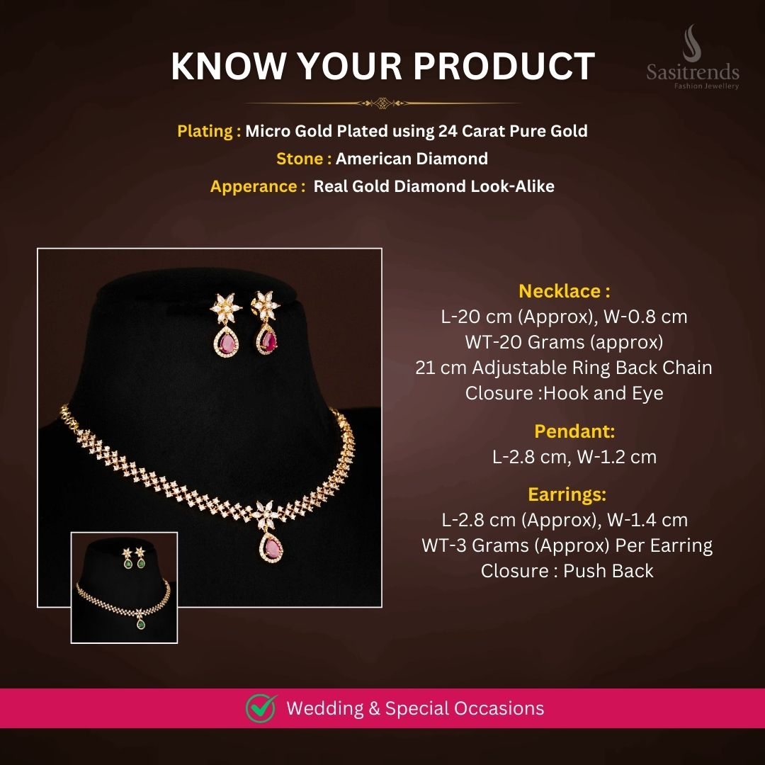 Micro Gold Plated Necklace Jewellery Set Measurement Image - Sasitrends