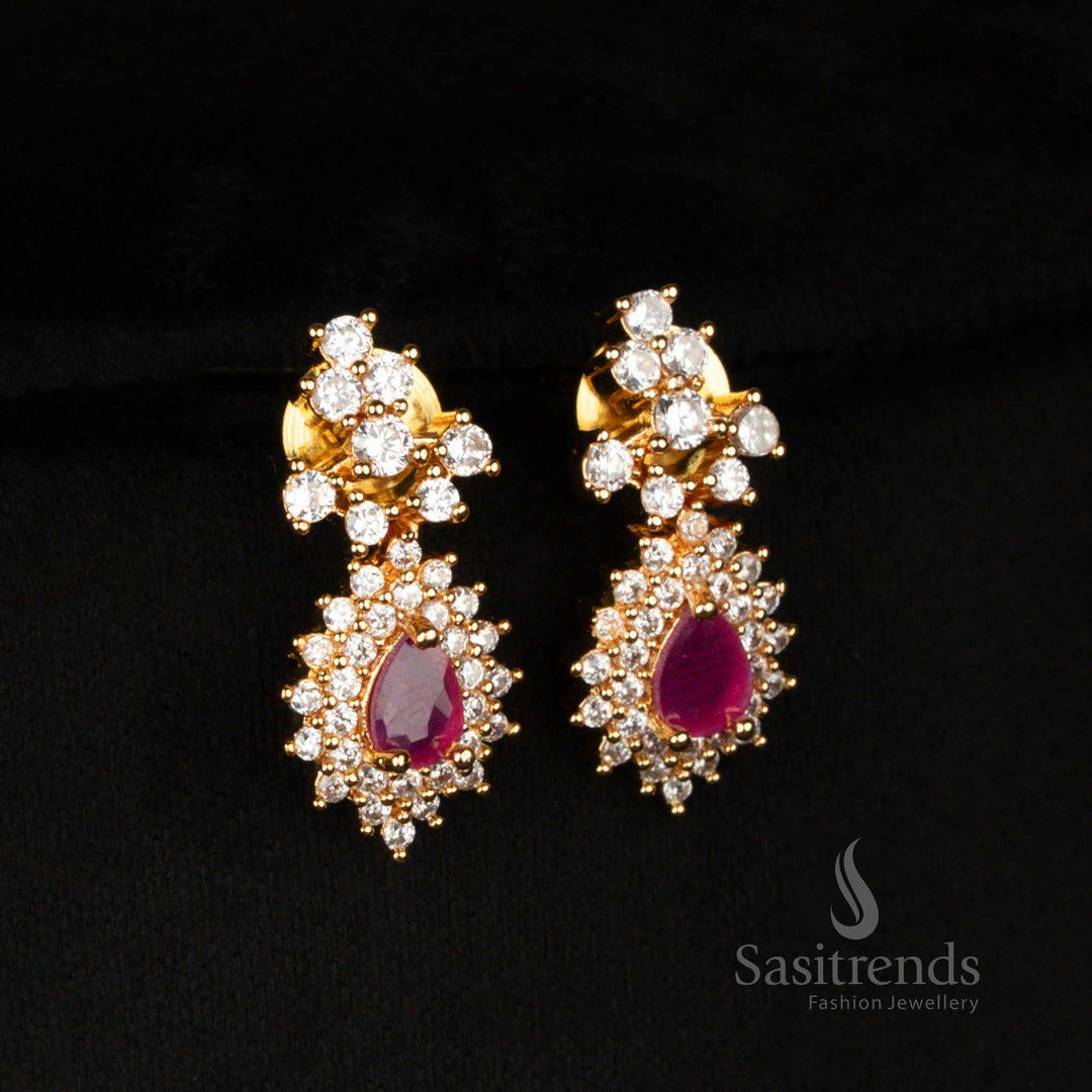 One Gram Gold Look Teardrop Pendant Necklace with Earrings – 2353G