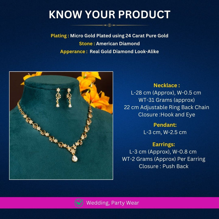 Micro Gold plated Necklace Jewellery Set Measurement Image - Sasitrends