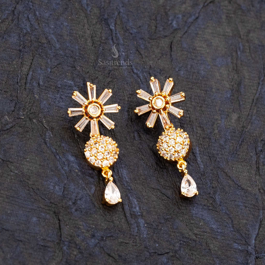 American diamond stone stud floral designer earrings sasitrends online