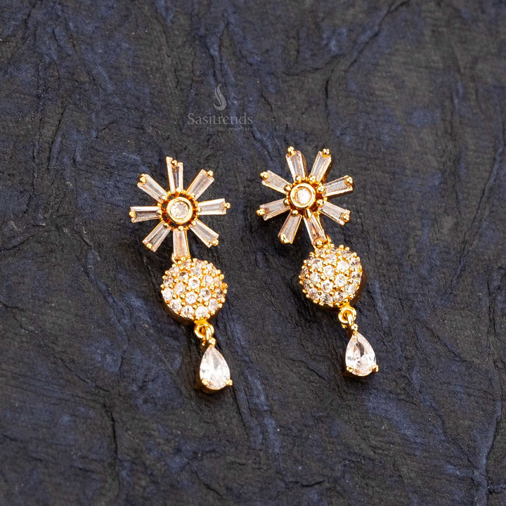 American diamond stone stud floral designer earrings sasitrends online