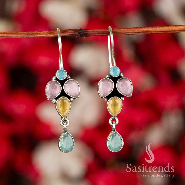Latest Colourful Gemstone Vine Oxidised Earrings - Sasitrends