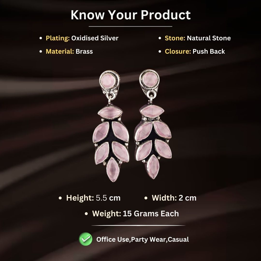 Oxidised Silver Earrings Measurement Image - Sasitrends