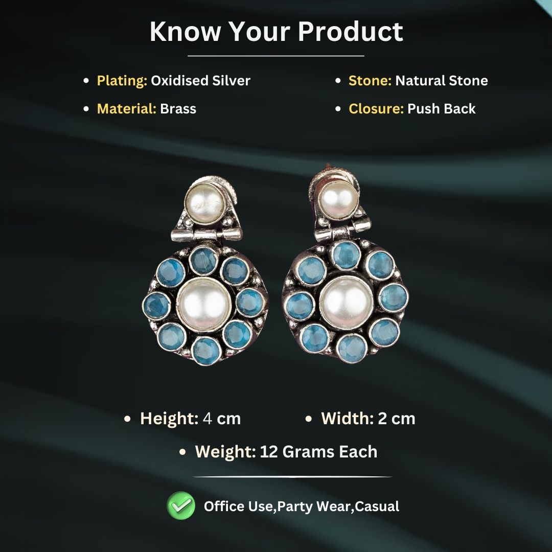 Oxidised Silver Earrings Measurement Image - Sasitrends