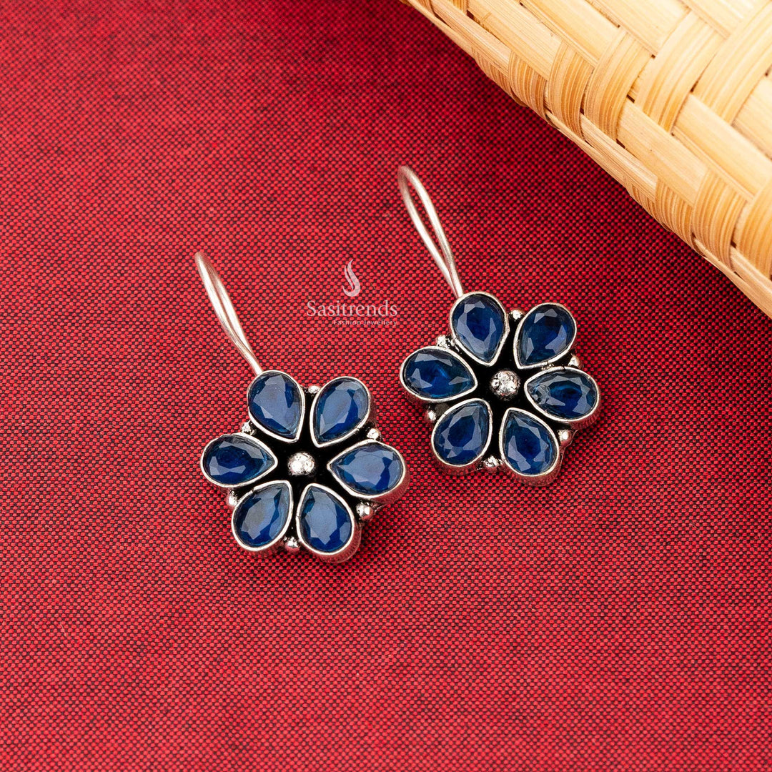 Floral oxidised fish hook earrings sasitrends online shopping