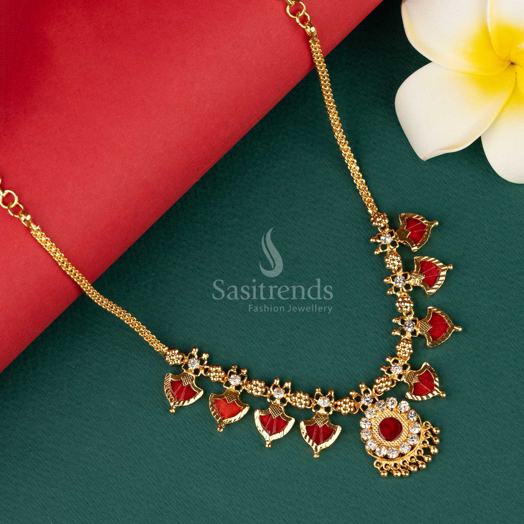 Traditional Guaranteed One Gram Micro Gold Plated kerala Palakka Necklace - Sasitrends
