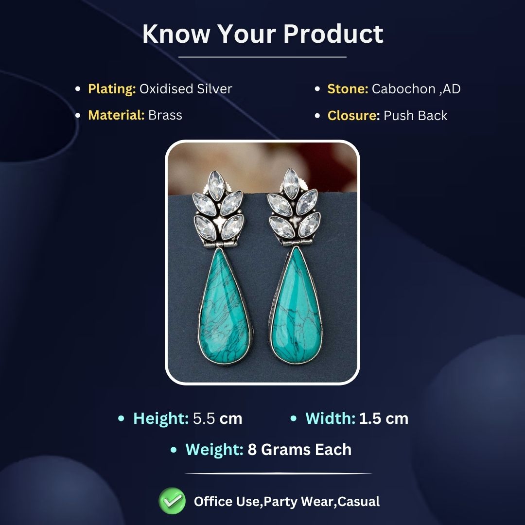Oxidised Silver Earrings Measurement Image - Sasitrends